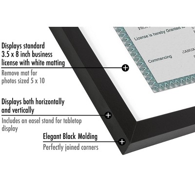 5x10 Black Gallery Busness Lcense Frame Wth 3.5x8 Mat Two Pack - 2