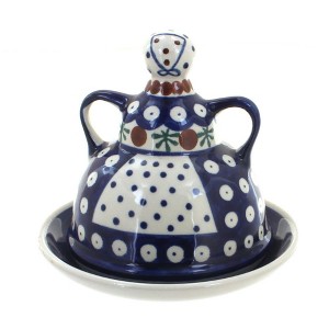 Blue Rose Polish Pottery 1124 Zaklady Small Cheese Lady - 1 of 1