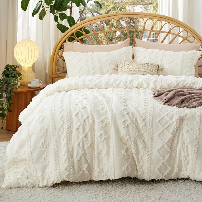 2-3 Pcs Tufted Boho Comforter Set Bed Set GentleSoft Farmhouse Shabby Chic Embroidery Bedding