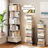 6-tier rotating bookcase, 360° display circular rotating bookcase tower, with wheels and drawers, space-saving, white. - 3 of 4