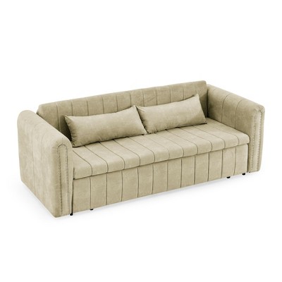 NicBex Modern Pull Out Sofa Bed Velvet Convertible Sleeper Sofa with Hidden Storage and 2 Pillows for Living Room
