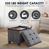 Ornavo Home Collapsible Rectangle Small Storage Ottoman with Legs - 12" x 16" x 12" - 3 of 4