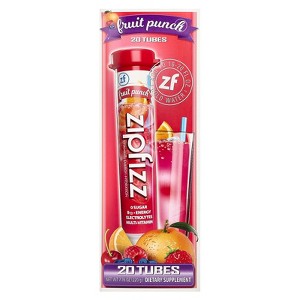 Zipfizz Energy Drink Mix, Fruit Punch, 20 Tubes, 0.39 oz (11 g) Each - 1 of 3