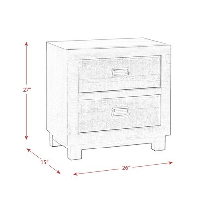 Rustic Walnut 2-Drawer Nightstand with Dark Nickel Pulls
