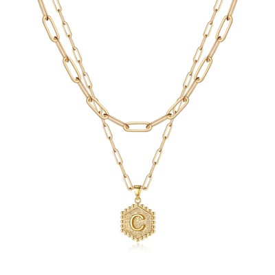 Turandoss 2PCS Dainty Gold Necklace for Women Girls - Layered Initial Pendant Necklaces, Gold Jewelry for Women, Birthday Gifts for Girls 8-18