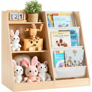 Vynxaria Bookshelf Series 24 in. Wide White Wood 3-Shelf Kids Bookcase - 1 of 4