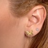 Gilded Lab Grown Diamond Accent 14KT Yellow Gold Over Sterling Silver Butterfly & Sterling Silver Flower Stud Earring Set, SI1-SI2 Clarity, F-G Color - 4 of 4