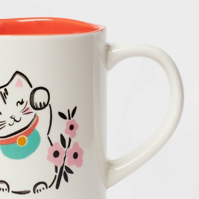 16oz Stoneware Cat Mug White - Opalhouse&#8482;