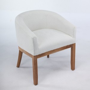 Vynxaria Mid Century Modern Upholstered Barrel Dining Chair with Arms, Beige Linen, Natural Hardwood Frame, 19"W Accent Chair£¬ Single Pack - 1 of 4