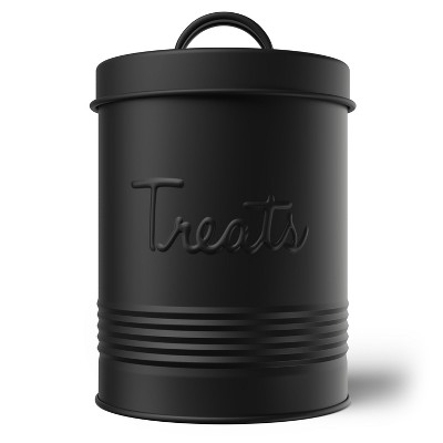 Amici Pet Retro Metal Storage Canister Treats Jar, 72 oz. , Matte Black