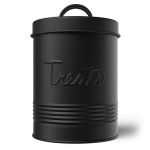 Amici Pet Retro Metal Storage Canister Treats Jar, 72 oz. , Matte Black - 1 of 4