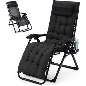 Lounge Chair Supports Indoor/Outdoor Adjustable Folding Recliner, Removable Cup Holder & Headrest - 1 of 4