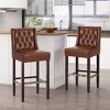 High Bar Stool Set Of 2,Armless Upholstered Bar Stool ,Kitchen Chairs With Wood Legs Footrest,Counter Reception Chair Tufted Back-Cuddlewood - 2 of 4
