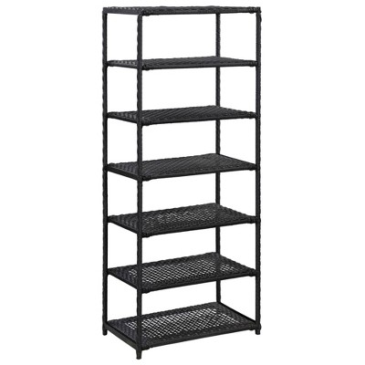 vidaXL Shoe Rack Black 19.7 in.x11.8 in.x47.2 in. Poly Rattan