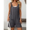 Women's Summer Casual Sleeveless Rompers Scoop Neck Striped Bib Shorts Jumpsuit Beach Overalls Vacation Outfit Clothes - 3 of 4