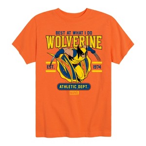 Boys' - Marvel - Wolverine Collegiate Scratch Short Sleeve Graphic T-Shirt - 1 of 4