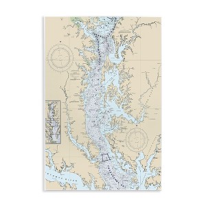 Stupell Industries Potomac River Chesapeake Bay Coastal Map Beige Blue, 13" x 19" - 1 of 4