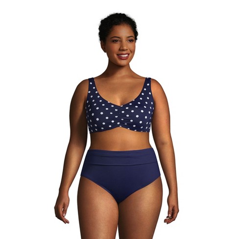 Lands' End Women's Plus Size Chlorine Resistant V-neck Underwire Bikini Top  Swimsuit Adjustable Straps - 24w - Deep Sea Polka Dot : Target