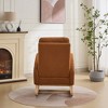 VASIP  27" Modern  Rocking Chair, Accent Armchair with Rubber Wood Legs,High Back  and Side Pocket,for Living Room,Bedroom,Mustard - 3 of 4