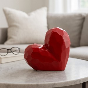 Heart Design Sculpture Accent for Room Decor Ornament - Bathroom and Office Decor Display - Home Statement Piece for Coffee Table - 8" Red - 1 of 4