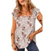 Coolmee Women's Boho Floral Summer Shirts Layered Ruffle Cap Sleeve Square Neck  Blouse Casual Tops - 3 of 4