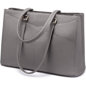 Laptop Tote Bag for Women 15.6 Inch Waterproof Leather Computer Bags Business Office Work Briefcase - 1 of 4