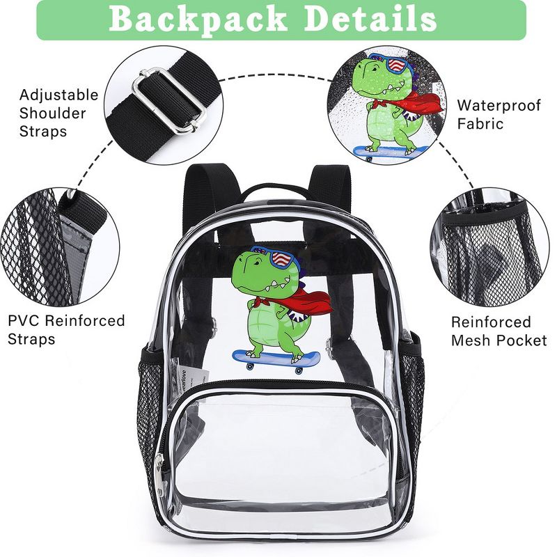 Butterfly Print Backpack Clear Backpack Heavy Duty Stadium Transparent School Book Bag Pvc Mesh Bag Cute Girls Bookbags, 4 of 7
