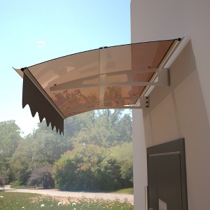 Aghana Digitals Premium 59"W x 34"D Door Window Awning - 3.5mm Solid Polycarbonate Roof, Aluminum - 1 of 4