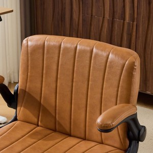Karl Home | Oil-Waxed Leather Swivel Chair With Flip-Up Armrests - 1 of 4