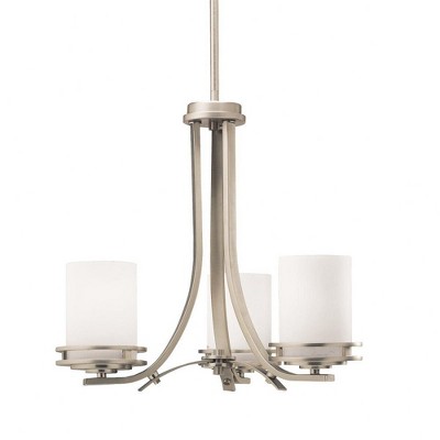 Brushed Nickel Mini 3-Light Chandelier with Satin Etched Glass