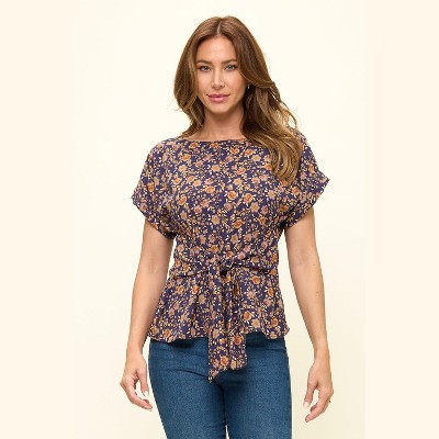 WEST K Women's Bailey Tie Front Dolman Blouse