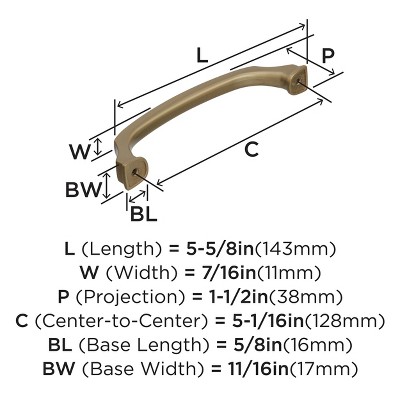 Golden Champagne 5-1/16" Modern Traditional Cabinet Pull
