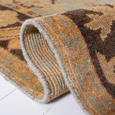 Hand-Knotted Light Blue Wool Oushak Area Rug, 3' x 10'