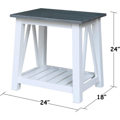 Surrey 31'' Solid Parawood End Table in White & Heather Gray