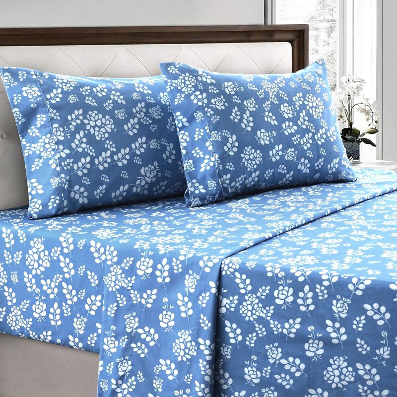 Microfiber Floral Bed Sheet Set - Lux Decor Collection, 1 of 7