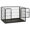 Dog Playpen Black Powder-coated steel 36.0x23.2x24.0 in Foldable vidaXL - 3 of 4