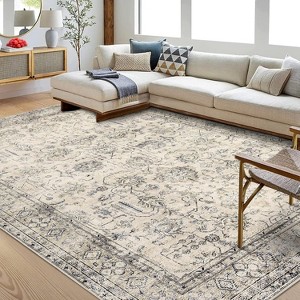 Area Rugs, Vintage Rug, Machine Washable, Floor Carpet Indoor, Low Pile Non Slip Floor Mat, for Bedroom Dining Room Farmhouse - 1 of 4