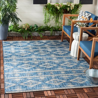 Sleek Gray Square Synthetic Easy-Care Outdoor Rug