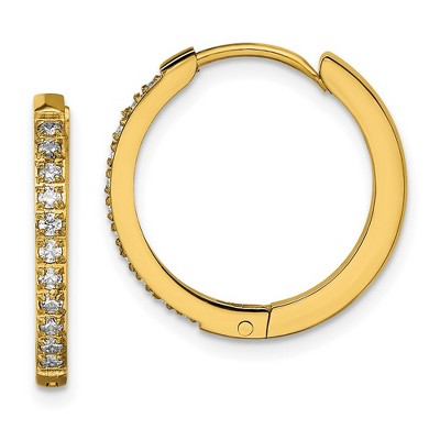 Chisel Stainless Steel Polished Yellow IP-plated with Preciosa Crystal Hinged Hoop Earrings