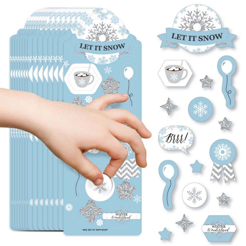 Big Dot of Happiness Winter Wonderland - Snowflake Holiday Party and Winter Wedding Favor Kids Stickers - 16 Sheets - 256 Stickers, 1 of 8