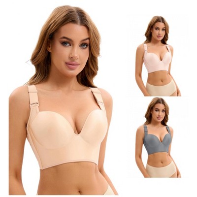 INSPIRE CHIC 3 Pcs Women's Wirefree Convertible Tummy Control 6 Hooks Push Up Bras