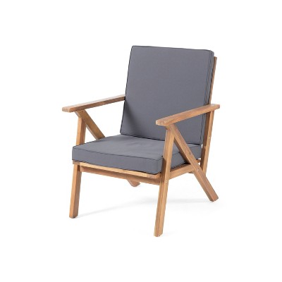 Panama 8-Piece Dark Gray and Teak Acacia Wood Outdoor Chat Set