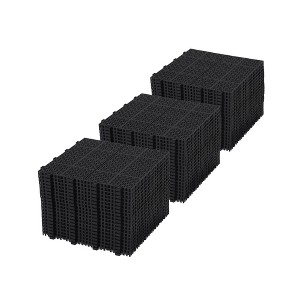 DOMETOUR 12 x 12 Inch Black Interlocking Deck Tiles Plastic Waterproof Outdoor Anti-Slip for Bathroom Shower Balcony Porch Rosette Pattern - 1 of 4
