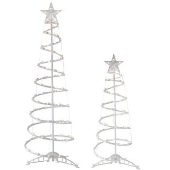 Northlight Set of 2 Lighted Clear Outdoor Spiral Christmas Cone Trees 4', 6'