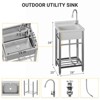 Stainless Steel Thickened Kitchen Utility Sink, Freestanding Single Bowl Kitchen Utility Sink with Pull-Out Faucet for Outdoor Garage Kitchen - 3 of 4
