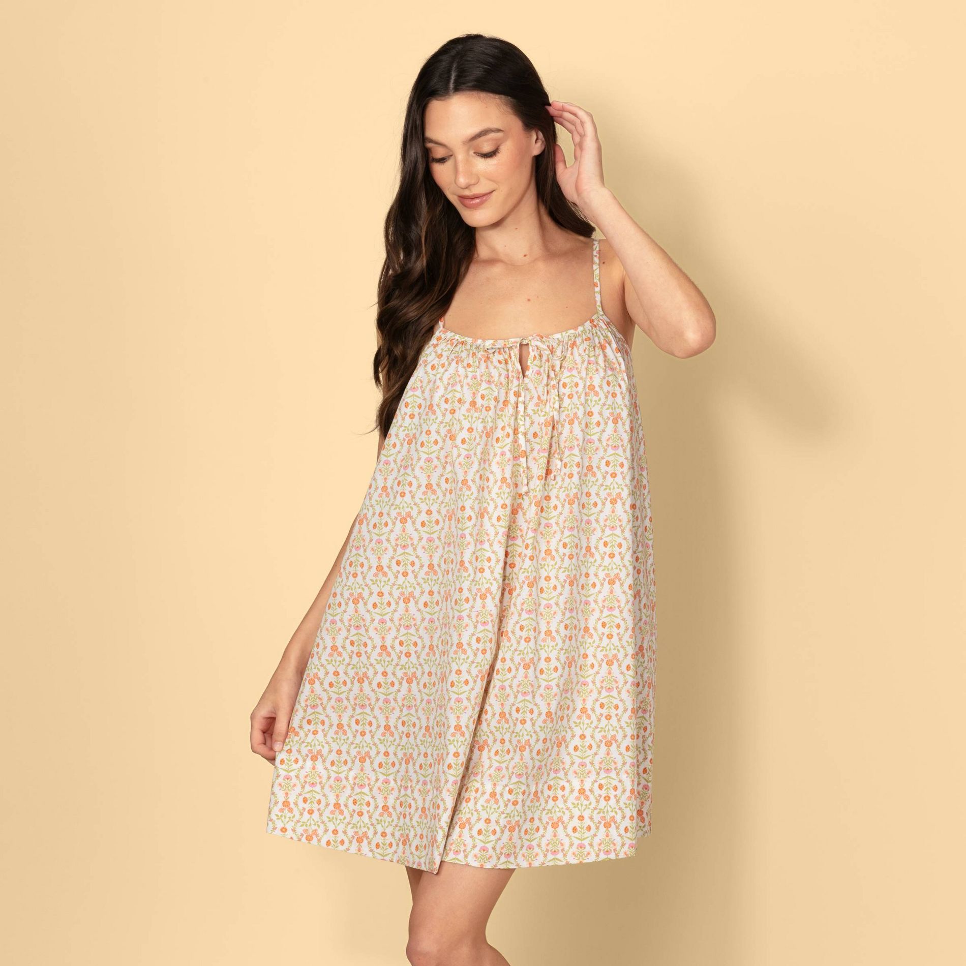 Solid & Striped Women's Tie-Front Poplin A-Line Mini Dress - Cream Floral