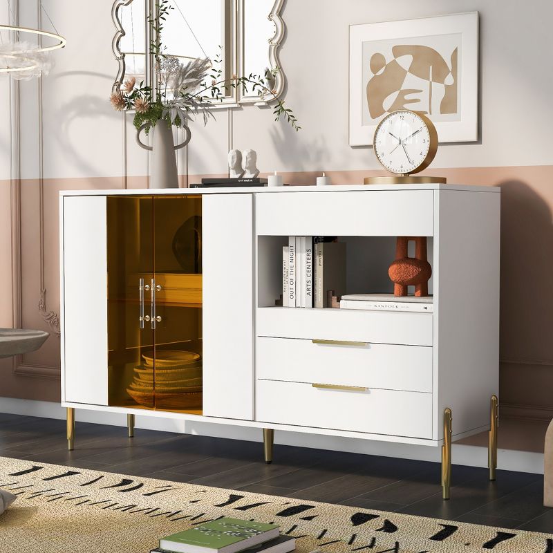 Modern Sideboard, Buffet Storage Cabinet with Acrylic Doors and Adjustable Shelves-ModernLuxe, 1 of 14