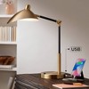 360 Lighting Colborne Modern Mid Century Desk Table Lamp 28" Tall Antique Brass Black with USB Charging Port LED for Bedroom Living Room Bedside Kids - 2 of 4