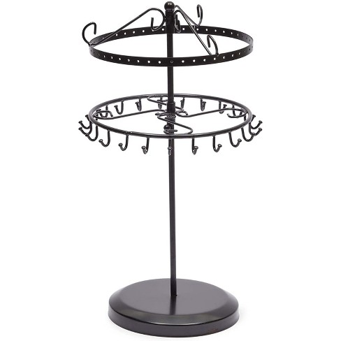 REVOLVING JEWELLERY STAND GIFT EARRING NECKLACE DISPLAY UNIT TABLE TOP SPINNER 