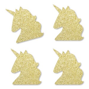 Big Dot of Happiness Gold Glitter Unicorn - No-Mess Real Gold Glitter Cut-Outs - Magical Unicorn Baby Shower or Birthday Party Confetti - Set of 24 - 1 of 4